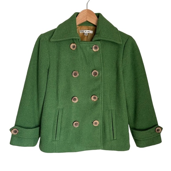 Cabi Lime Green Wool Blend Short Double Breast Peacoat Winter Jacket Size: S‎ - Picture 4 of 9